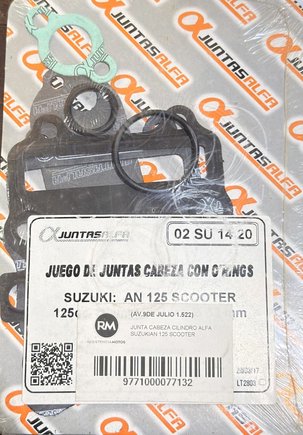 JUNTA CILINDRO SUZUKI AN 125 C/ORING ALFA