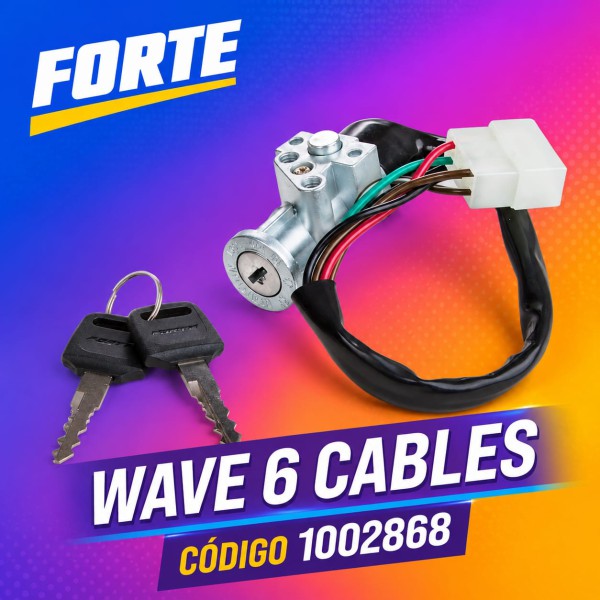 LLAVE CONTACTO HONDA WAVE 6 CABLES FORTE