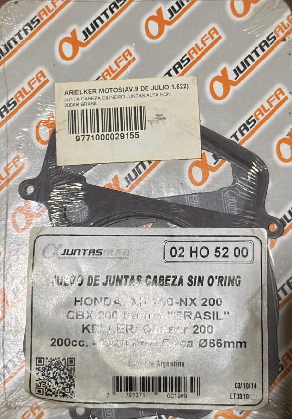 JUNTA  CILINDRO HONDA XR 200  BRASIL ALFA
