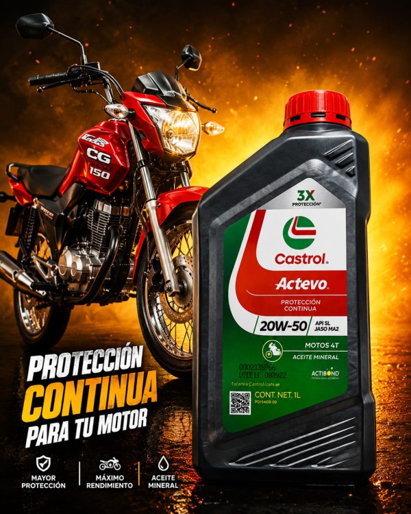 ACEITE 4T ACTEVO 20W50 X 1LT CASTROL ***