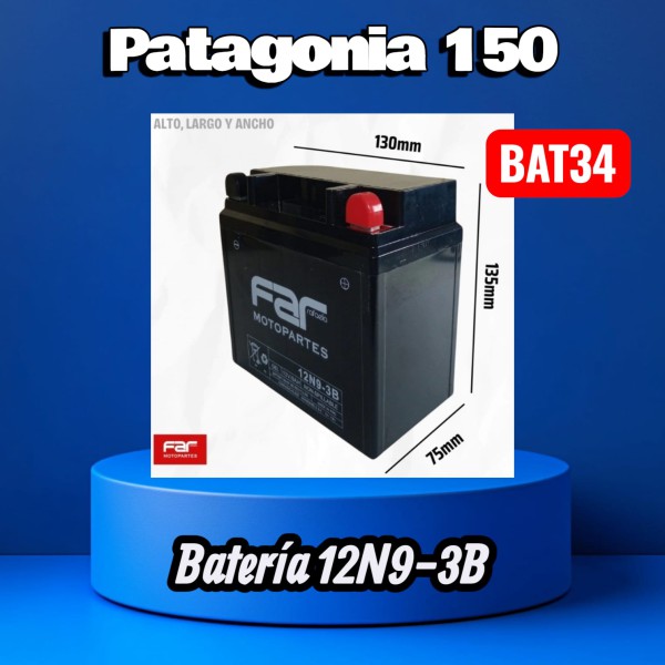 BATERIA 12N9 3B CON GEL PATAGONIA 150 - FAR