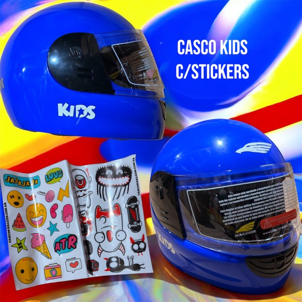 CASCO  HALCON H5 KIDS AZUL  STICKERS XS (54 CM)