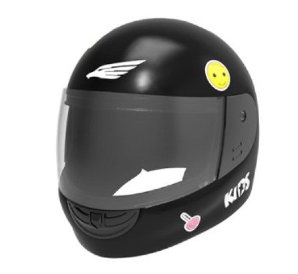 CASCO HALCON H5 KIDS NEGRO + STICKERS XS (54cm)