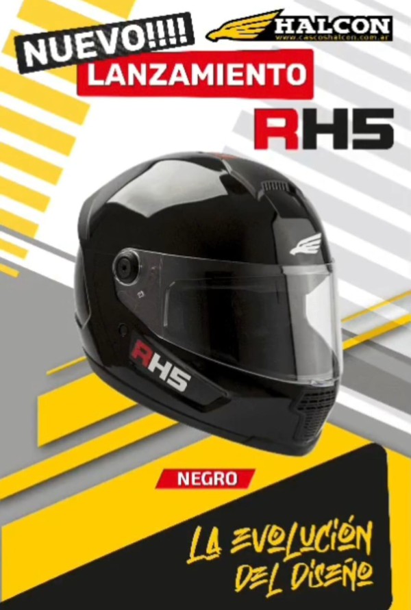 CASCO HALCÓN RH5  NEGRO BRILLANTE L (60cm) )