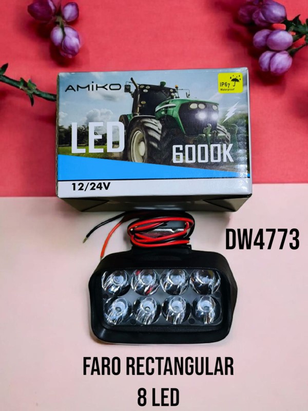 FARO RECTANGULAR 8 LED MOTO AMIKO