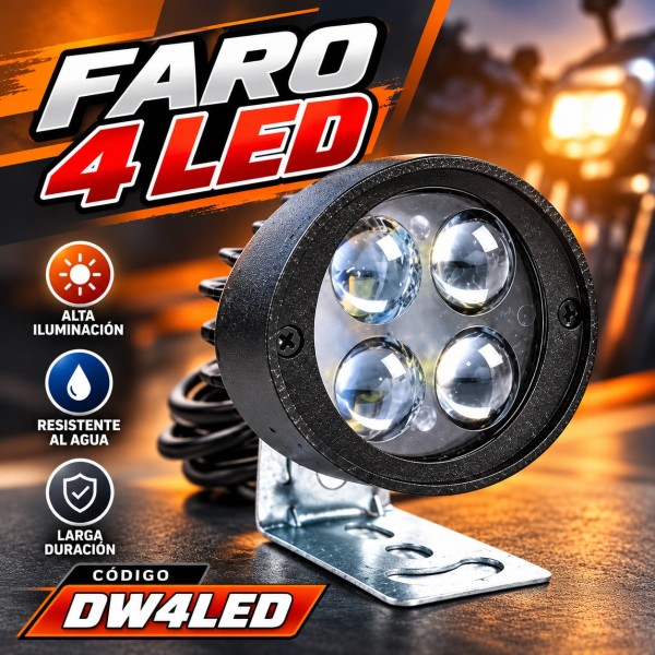 FARO 4 LED REDONDO C/SOPORTE AMIKO