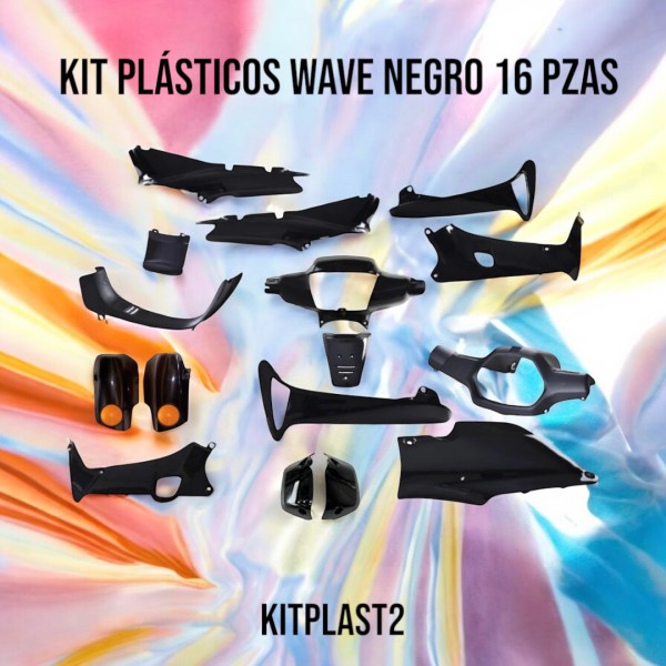 KIT PLASTICOS WAVE NEGRO 16 PZAS - OKINOI