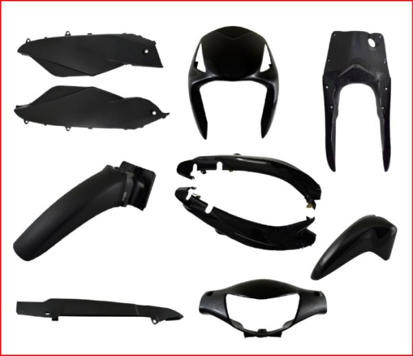 KIT DE PLASTICOS NEGROS BIZ 125 - 10 PIEZAS OKI