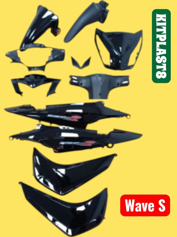 KIT PLASTICOS WAVE S NEGRO 11 PZAS - OKINOI