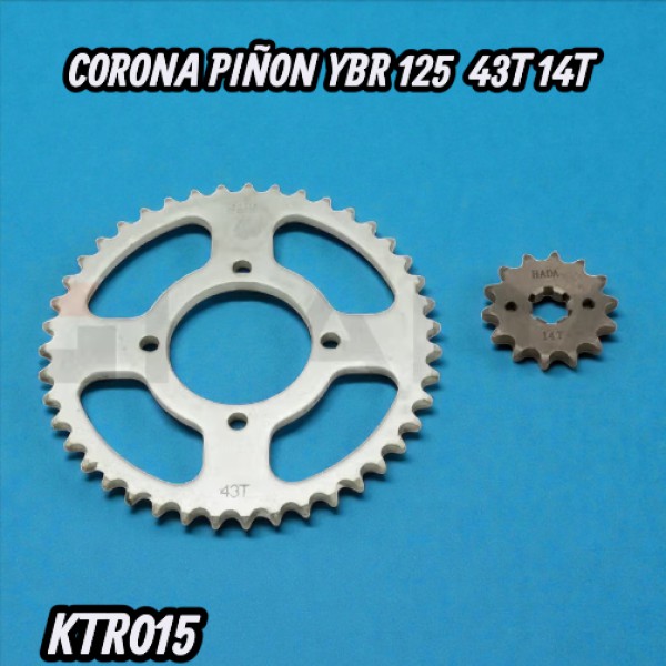 CORONA PIÑON YBR 125  43T 14T HADA