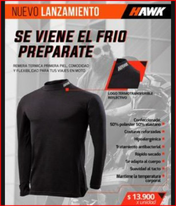 CAMISETA TERMICA HAWK NEGRA L