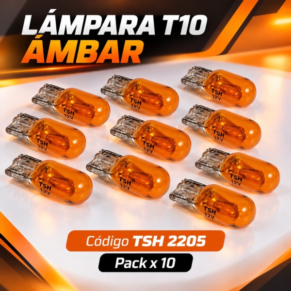 LAMPARA T10 AMBAR SIN CULOTE TSH