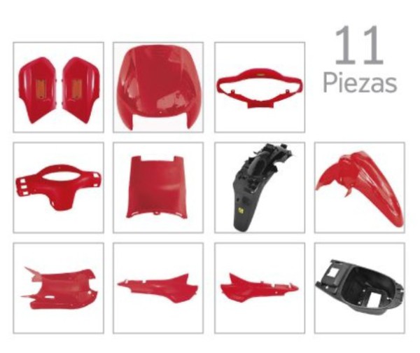 KIT PLASTICOS SMASH ROJO BITONO 11 PZ VC