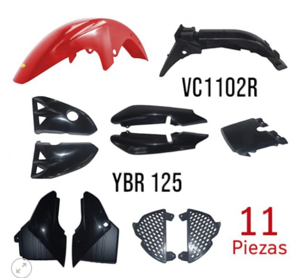 KIT PLASTICOS YBR 125 11 PZAS COMPLETO ROJO VC