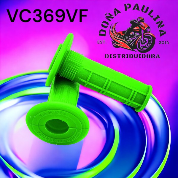 Puños modelo CROSS  Ø 22 - 24 Largo 115mm. (juego) VERDE FLUO