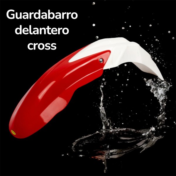 GUARDABARRO DELAN CROSS JGO BLANCO/ROJO PLASTICA VC